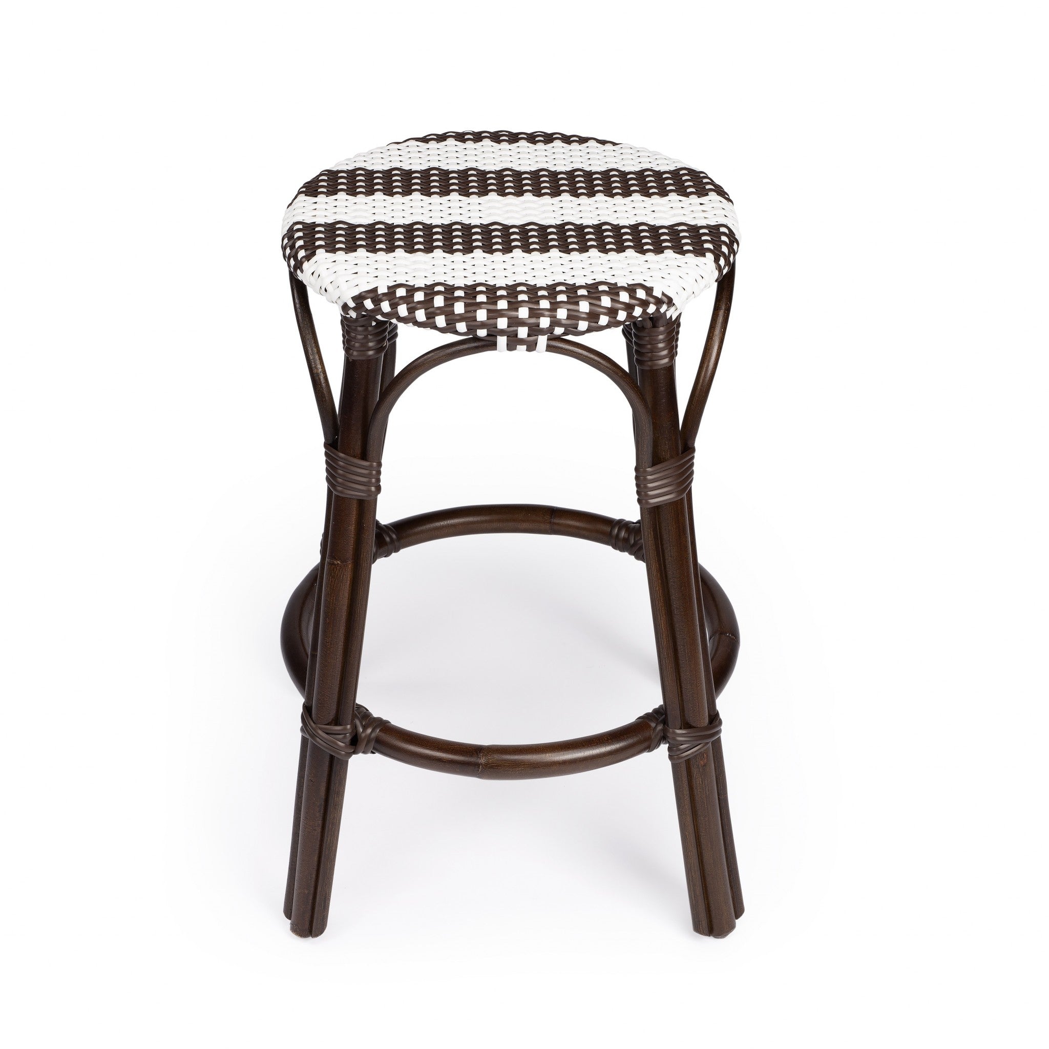 24" Dark Brown Rattan Backless Counter Height Bar Chair