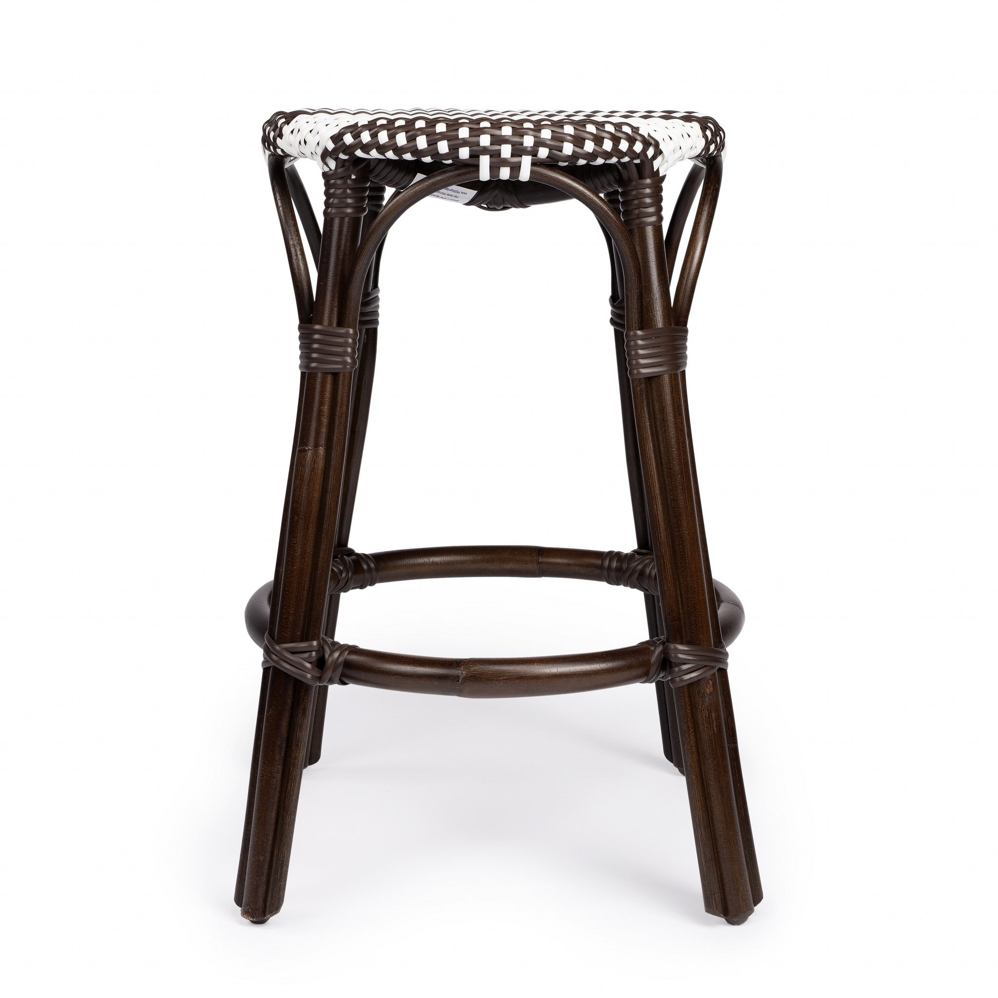 24" Dark Brown Rattan Backless Counter Height Bar Chair