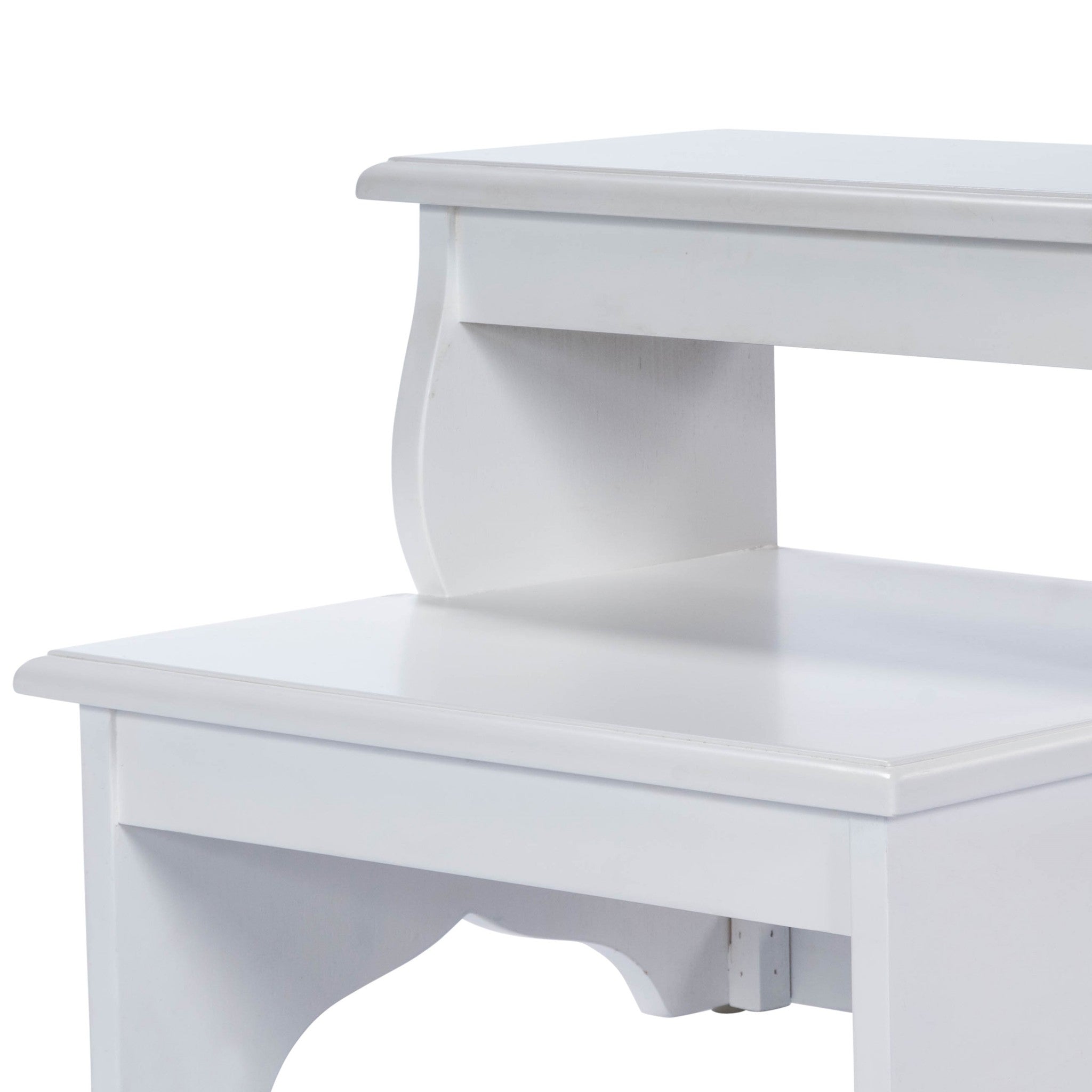 15" White Manufactured Wood Backless Bar Chair