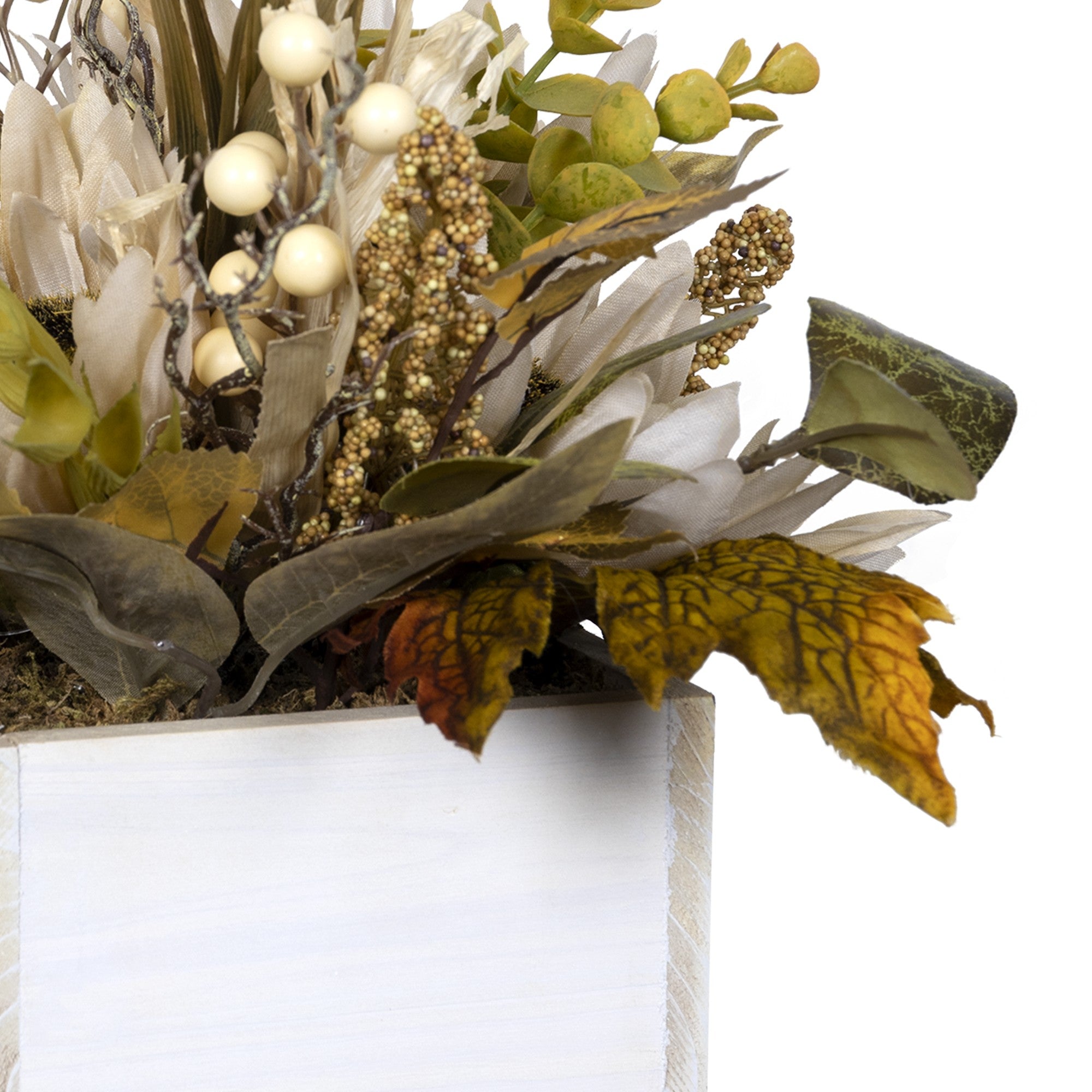 Rustic White Planter With Floral Arrangement