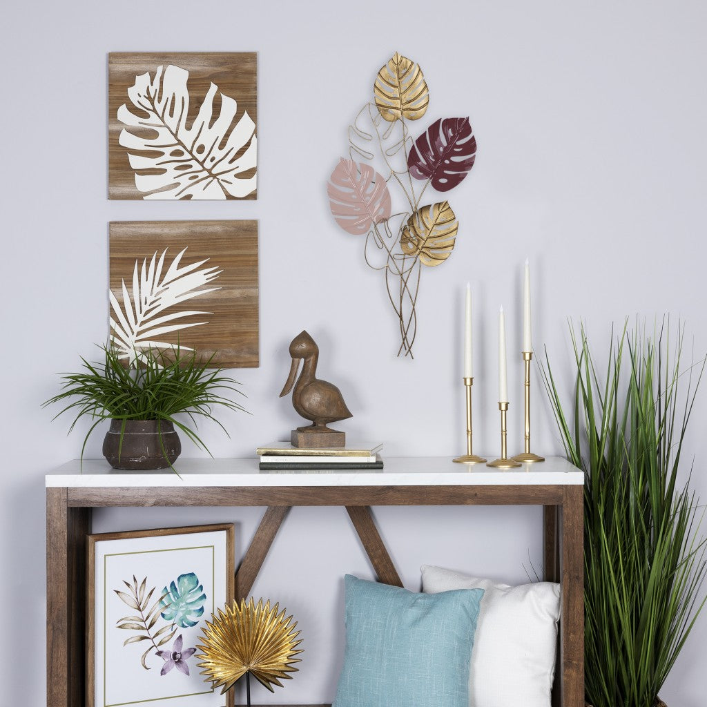 Tropical Leaf Themed Metal Wall Decor