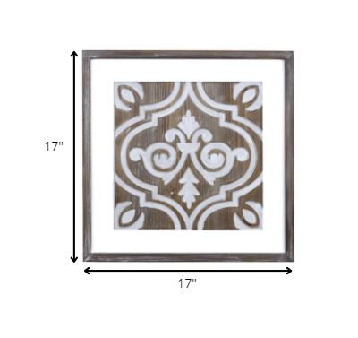 Wooden Gray And Beige Ethnic Tile Wall Plaque