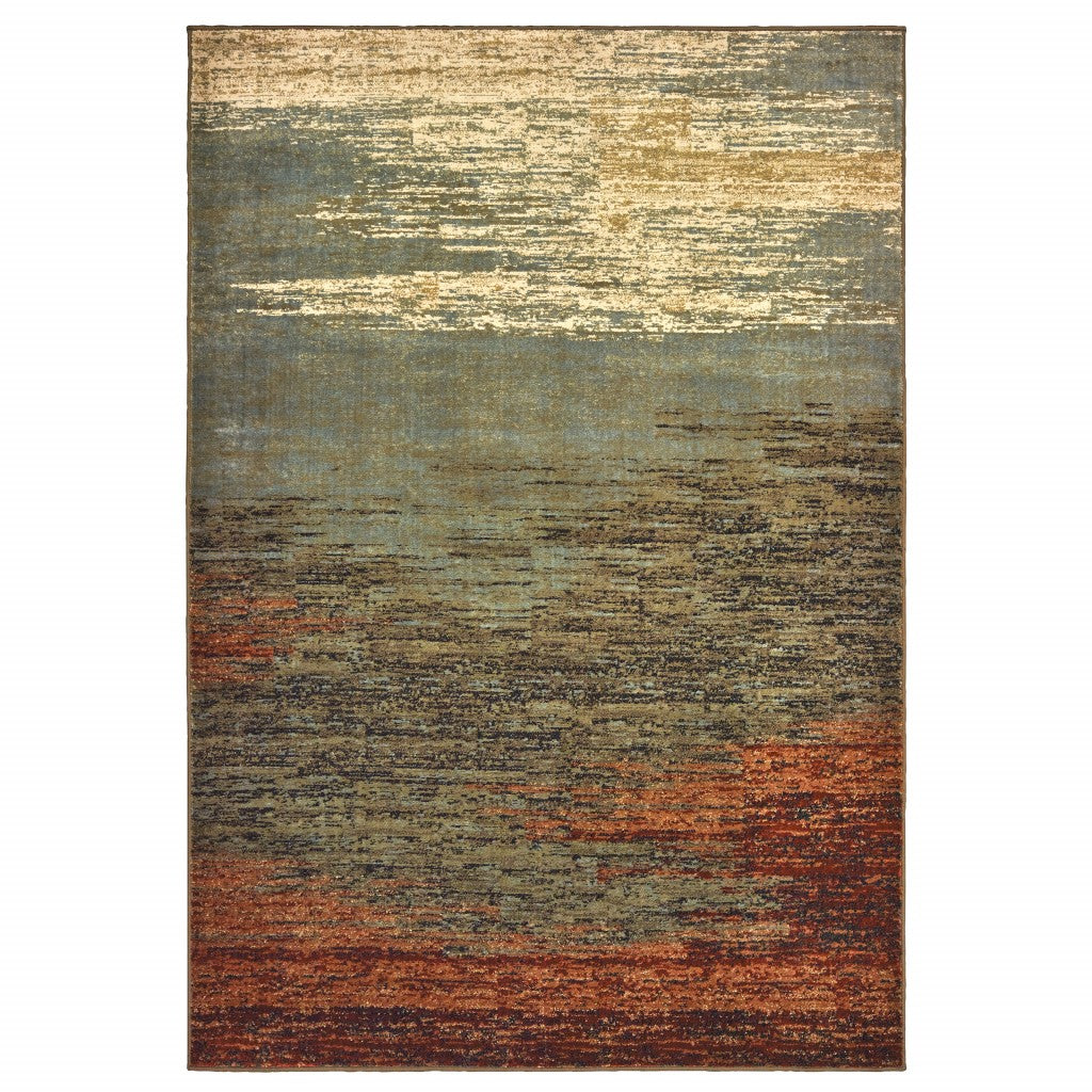 3’X5’ Blue And Brown Distressed Area Rug