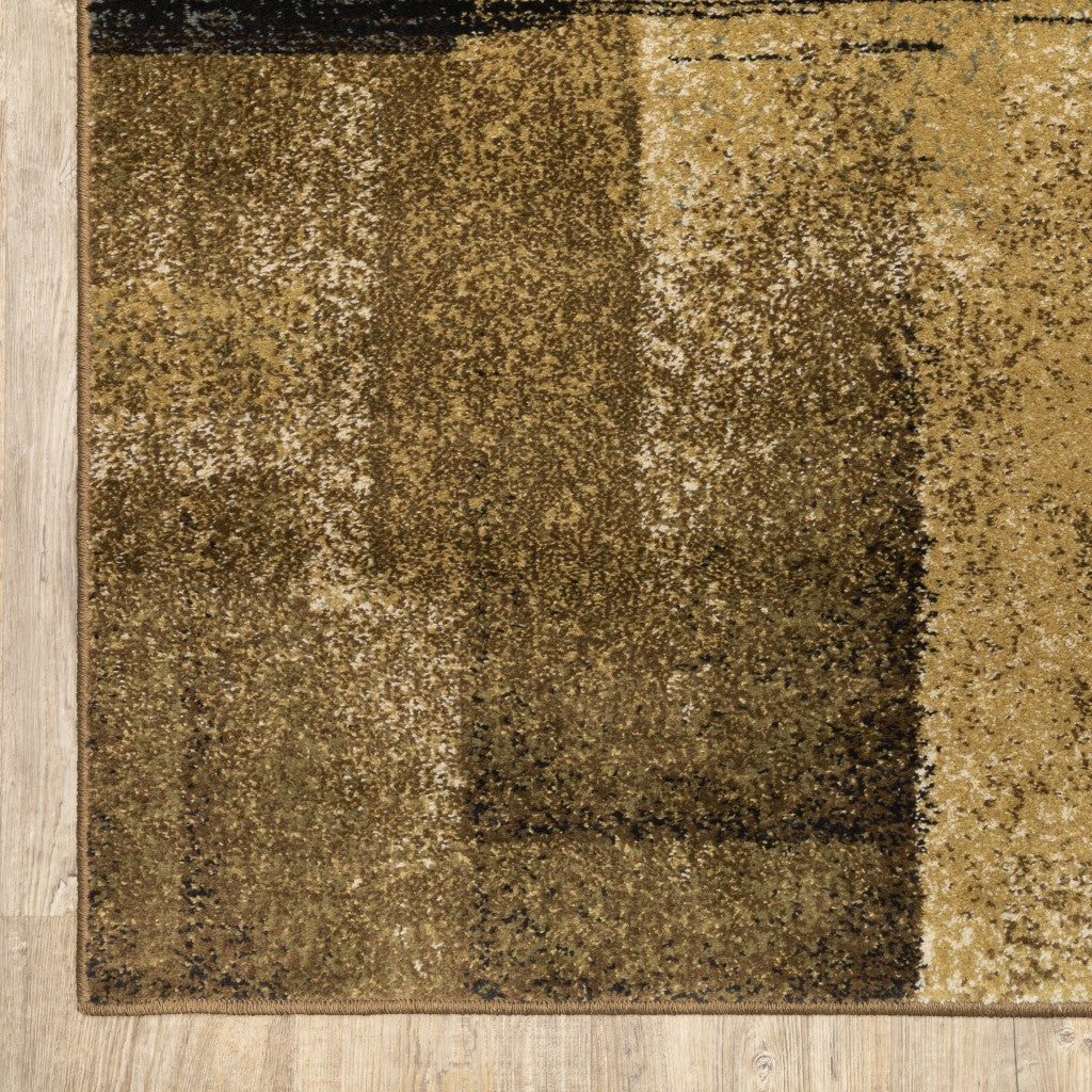 8’X10’ Brown And Beige Distressed Blocks Area Rug