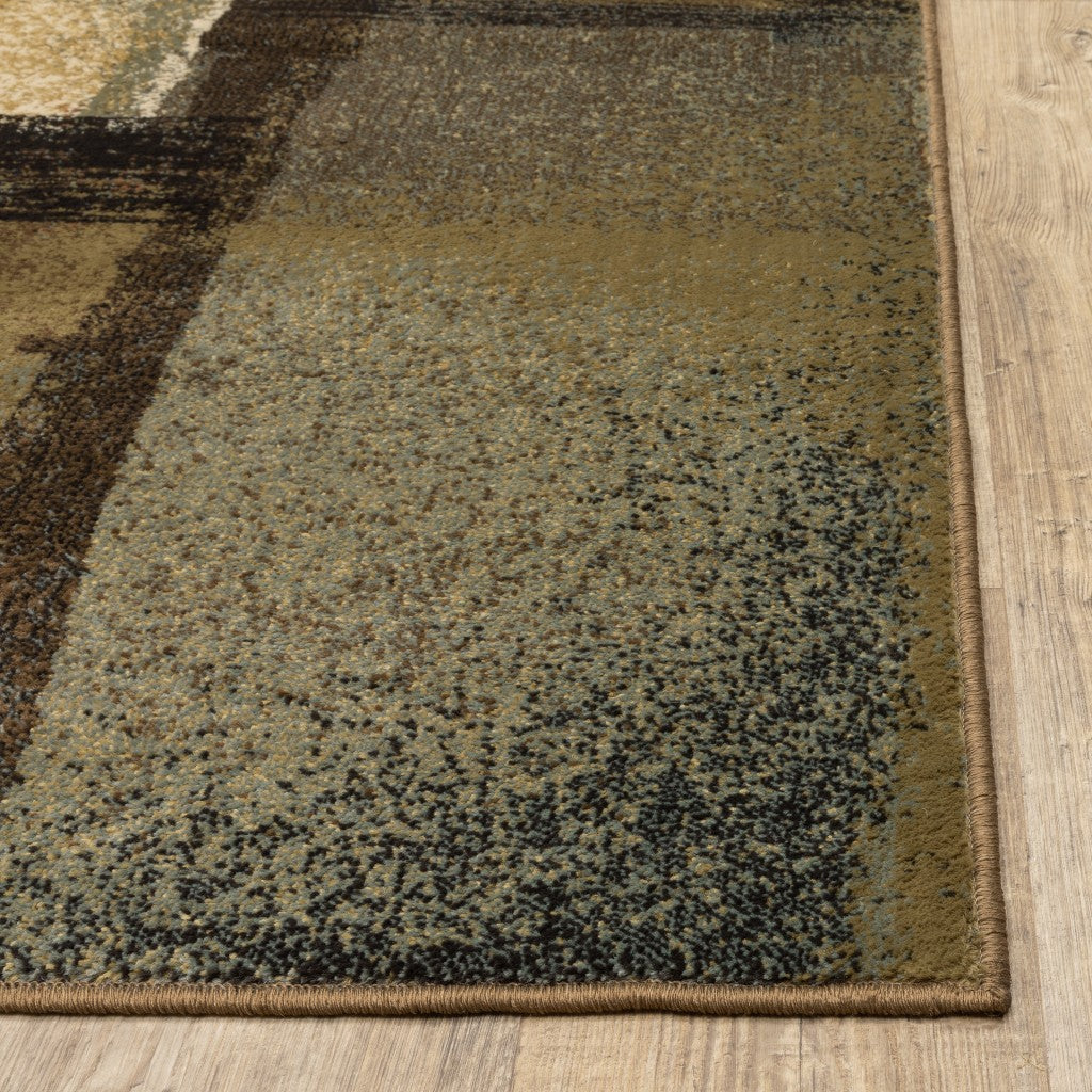 8’X10’ Brown And Beige Distressed Blocks Area Rug