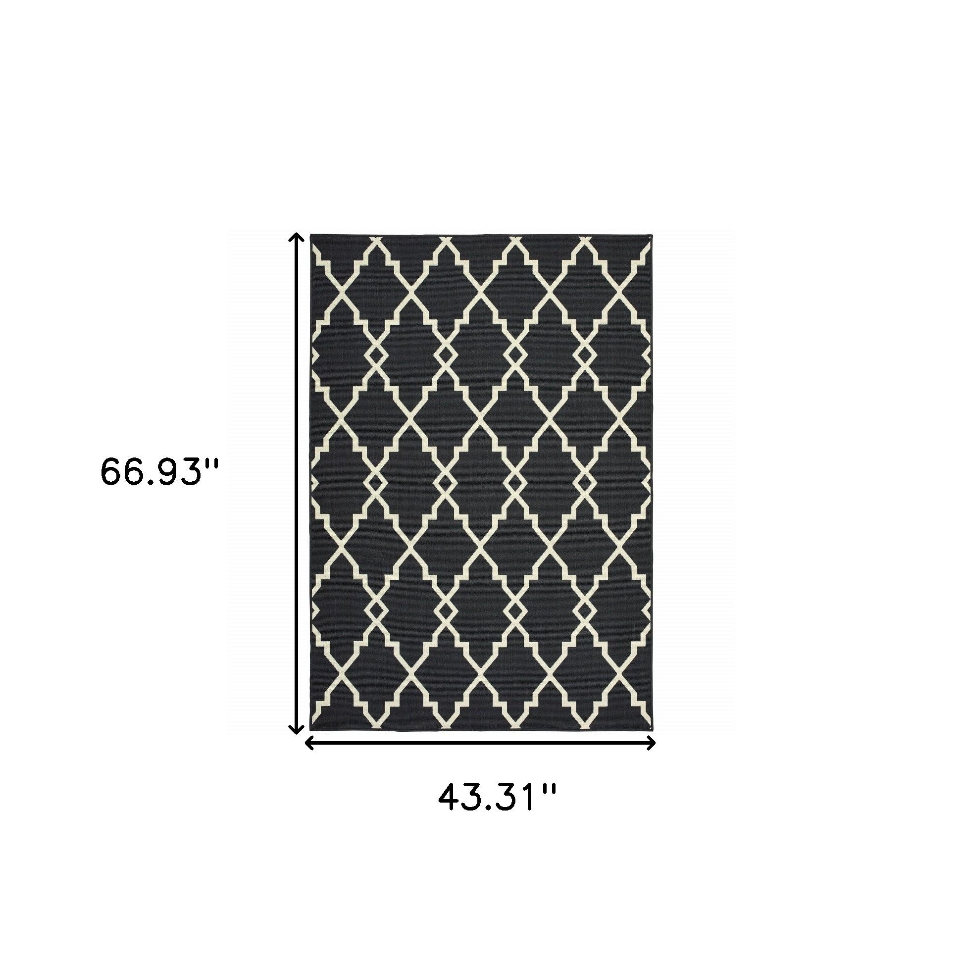 8' x 11' Black and Ivory Indoor Outdoor Area Rug