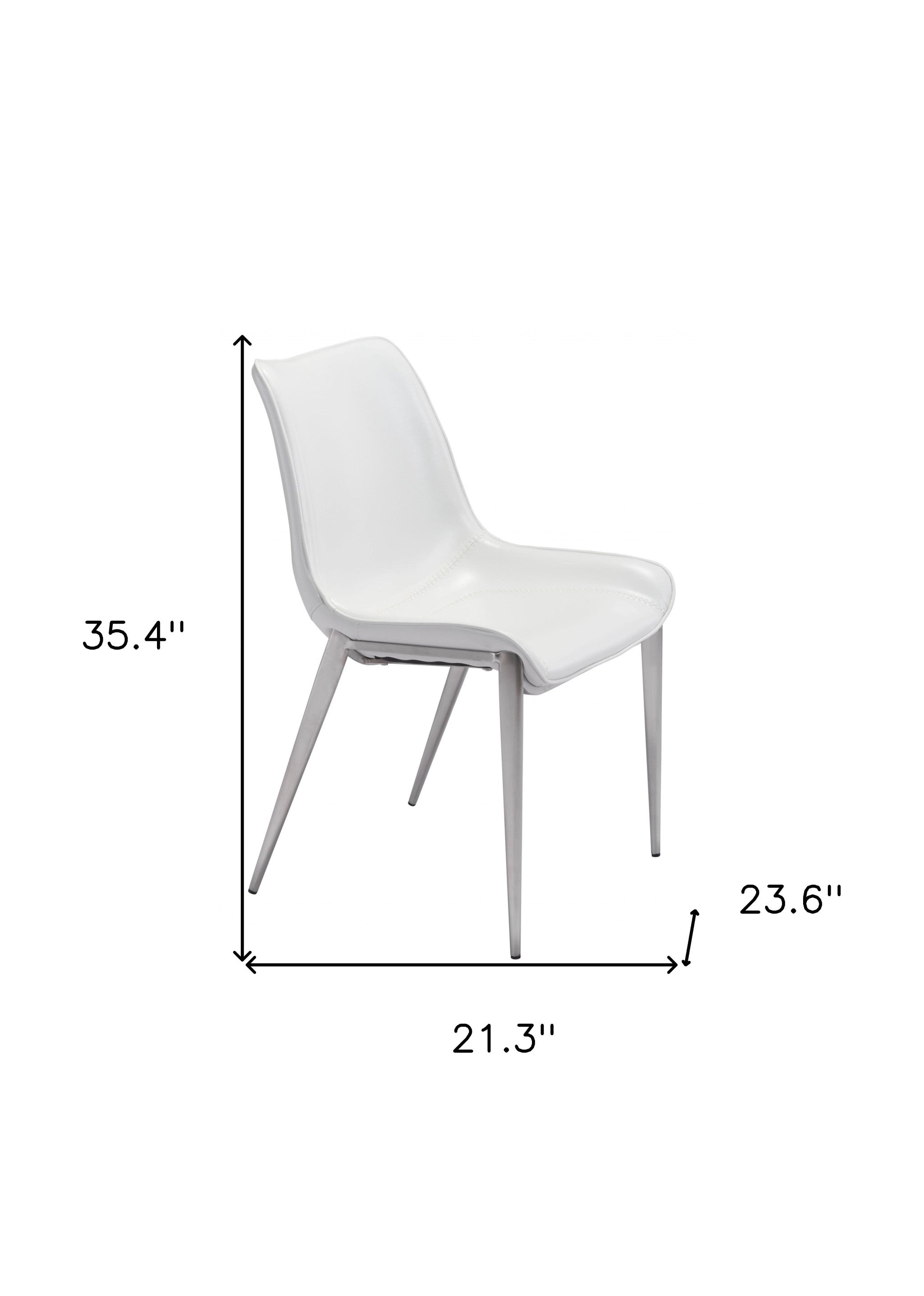 Stich White Faux Leather Side or Dining Chairs Set of 2 Chairs