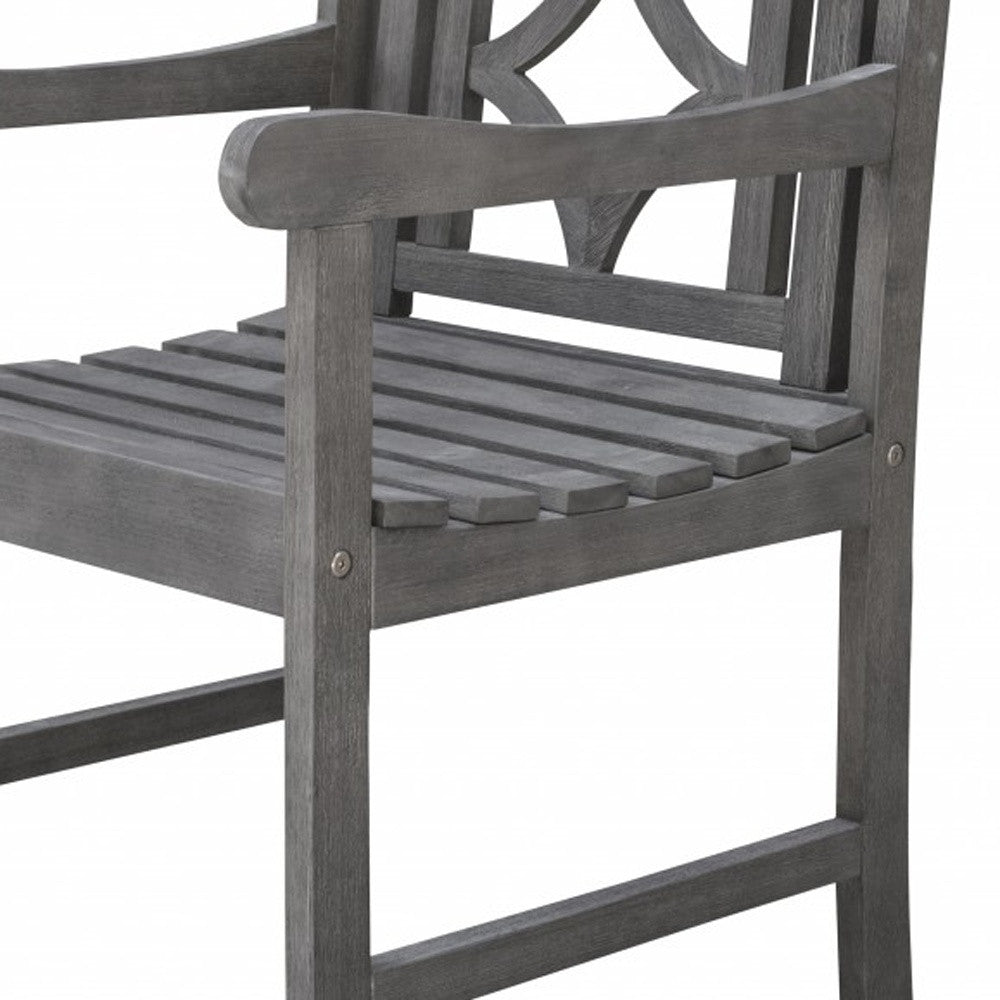 24" Gray Solid Wood Indoor Outdoor Arm Chair