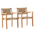 22" Set of Two Natural Wood and Rattan Indoor Outdoor Dining Chairs