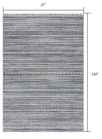 5’ X 8’ Navy Blue Decorative Stripes Area Rug