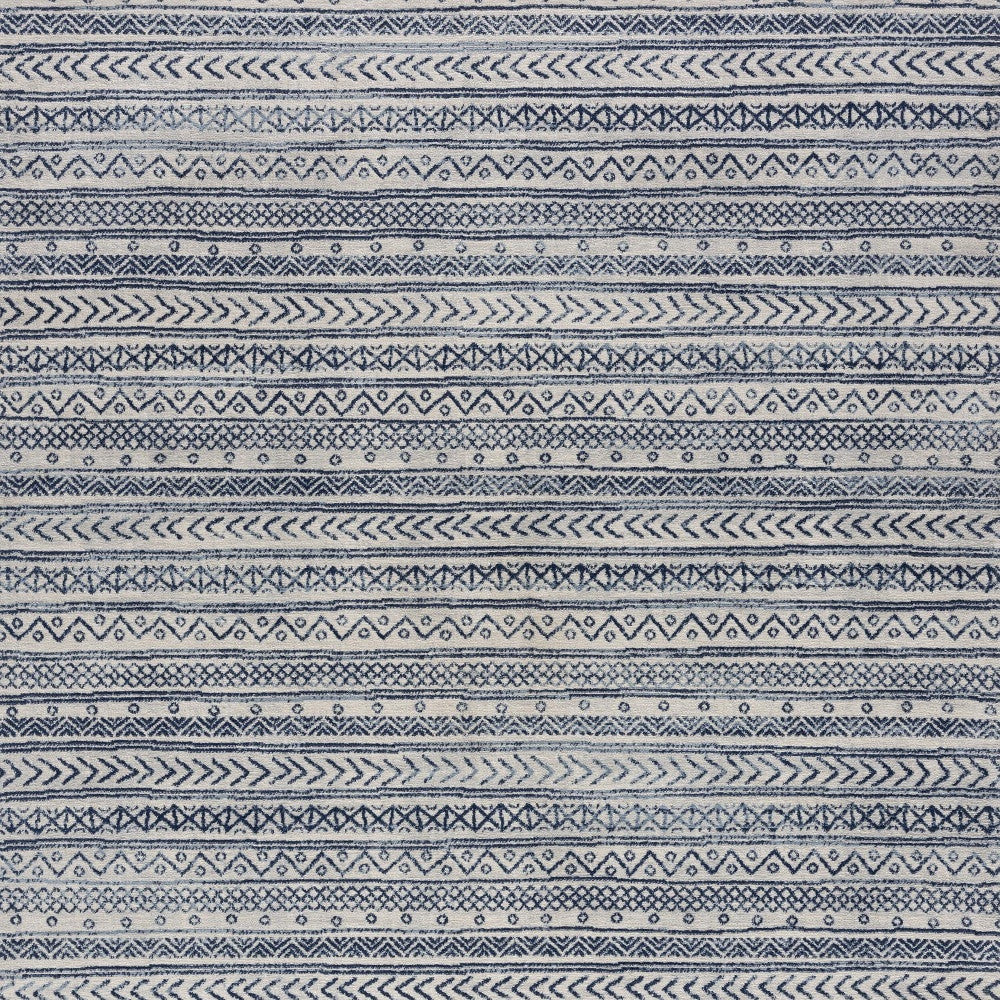 2’ X 10’ Navy Blue Decorative Stripes Runner Rug