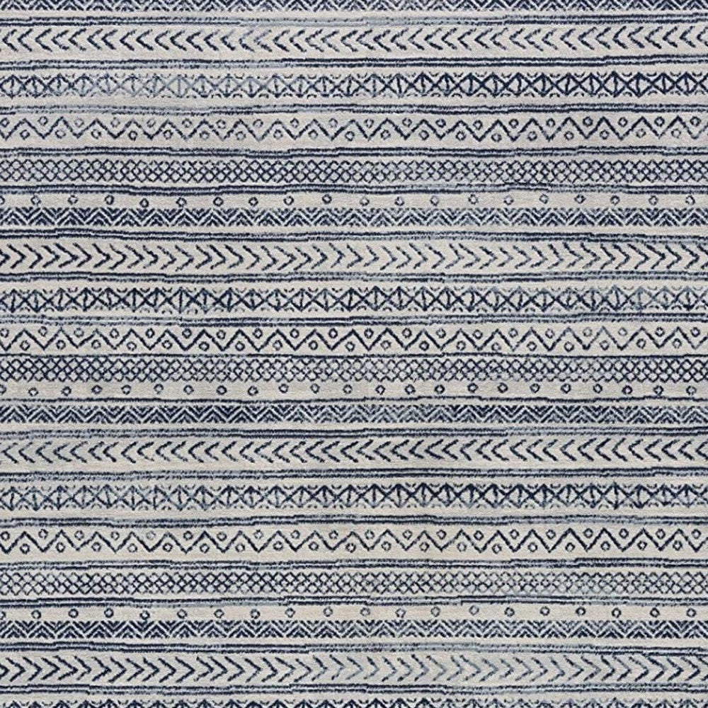 5’ X 8’ Navy Blue Decorative Stripes Area Rug