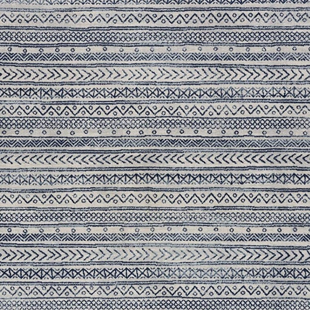 2’ X 10’ Navy Blue Decorative Stripes Runner Rug