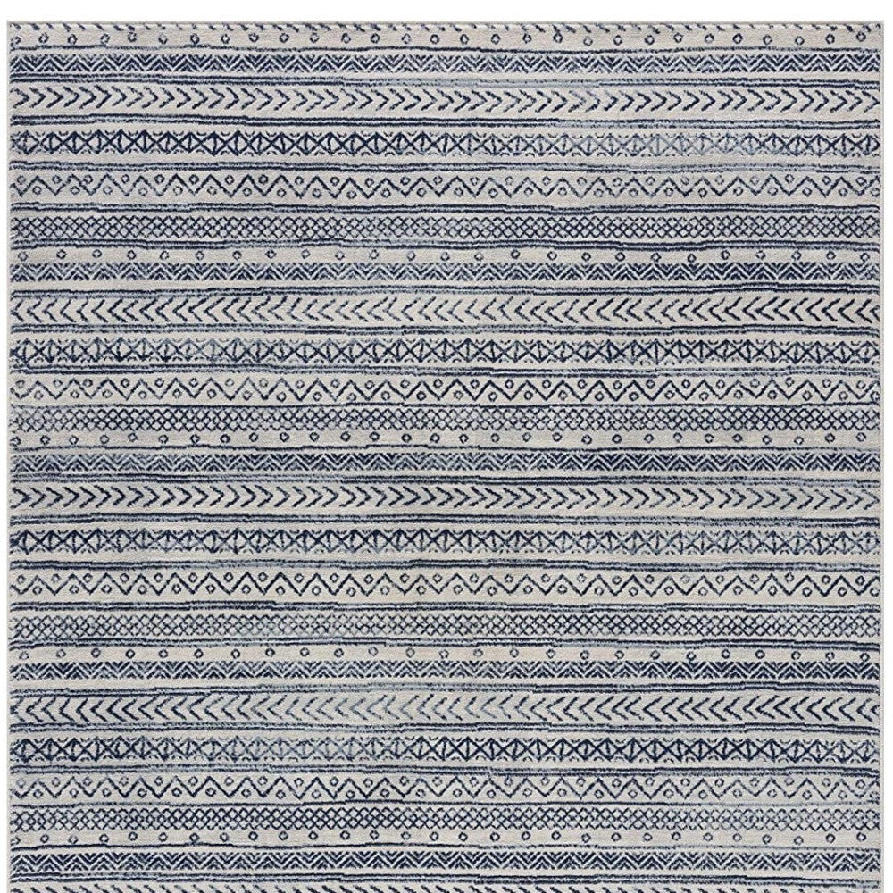 5’ X 8’ Navy Blue Decorative Stripes Area Rug