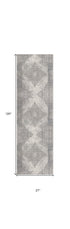 2’ X 10’ Gray Distressed Medallion Runner Rug