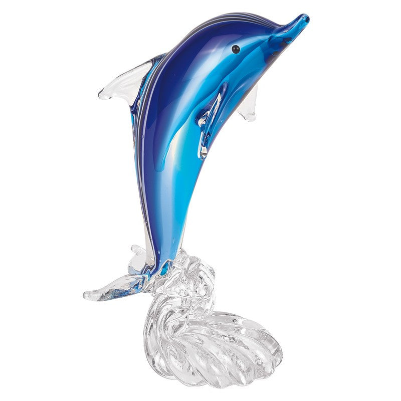 10" Blue Murano Glass Dolphin No Words Text No Food Beverage No Fantasy SciFi No Structures Buildings No Spiritual Religious Figurine Tabletop Sculpture