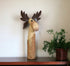 19" Brown Wood and Metal Moose Tabletop Sculpture