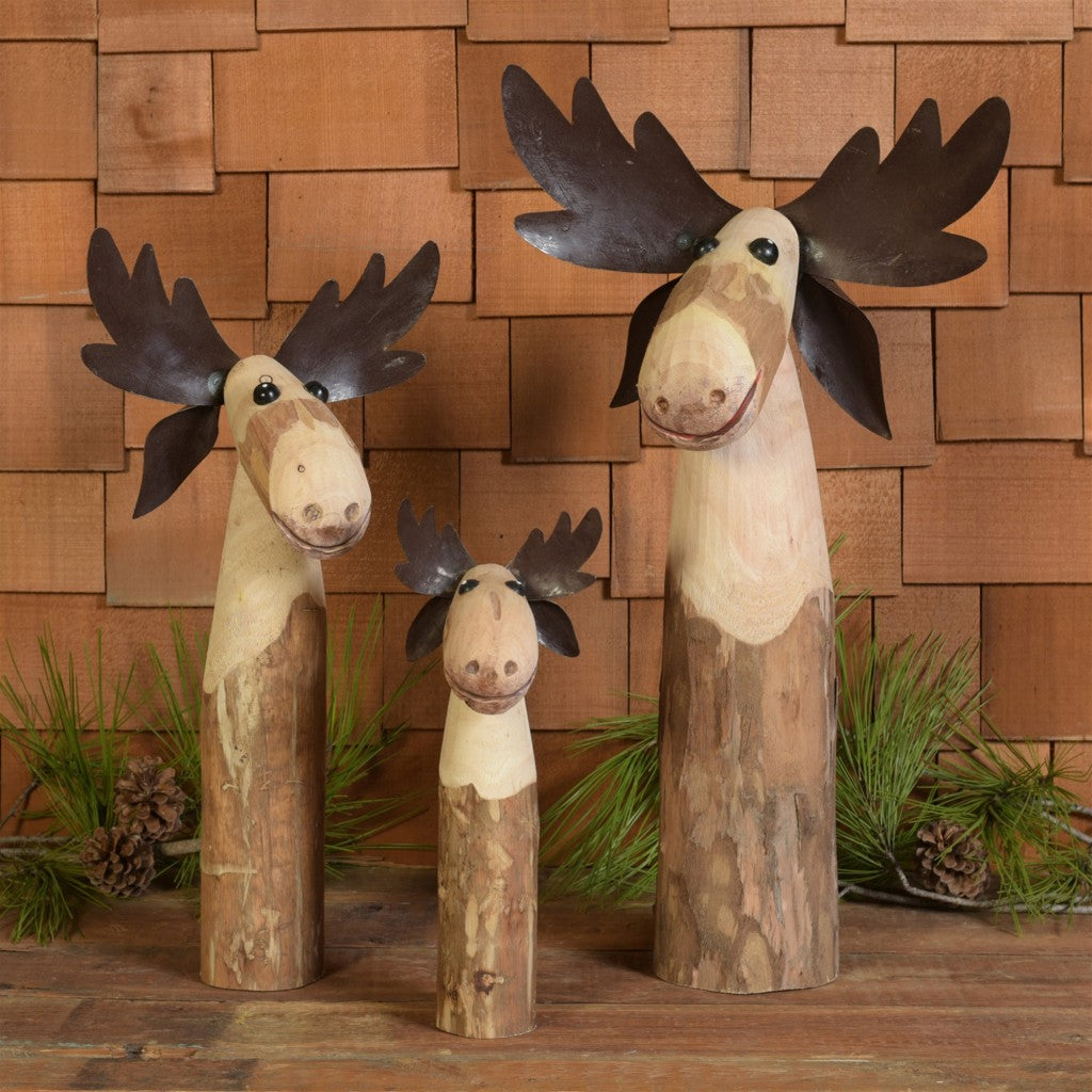 Petite Wood And Metal Moose Sculpture