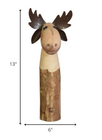 Petite Wood And Metal Moose Sculpture