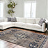 5' x 8' Gray Beige and Blue Southwestern Washable Area Rug