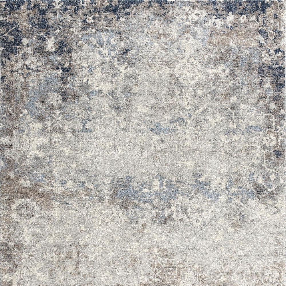 2’ X 3’ Navy And Beige Distressed Vines Scatter Rug