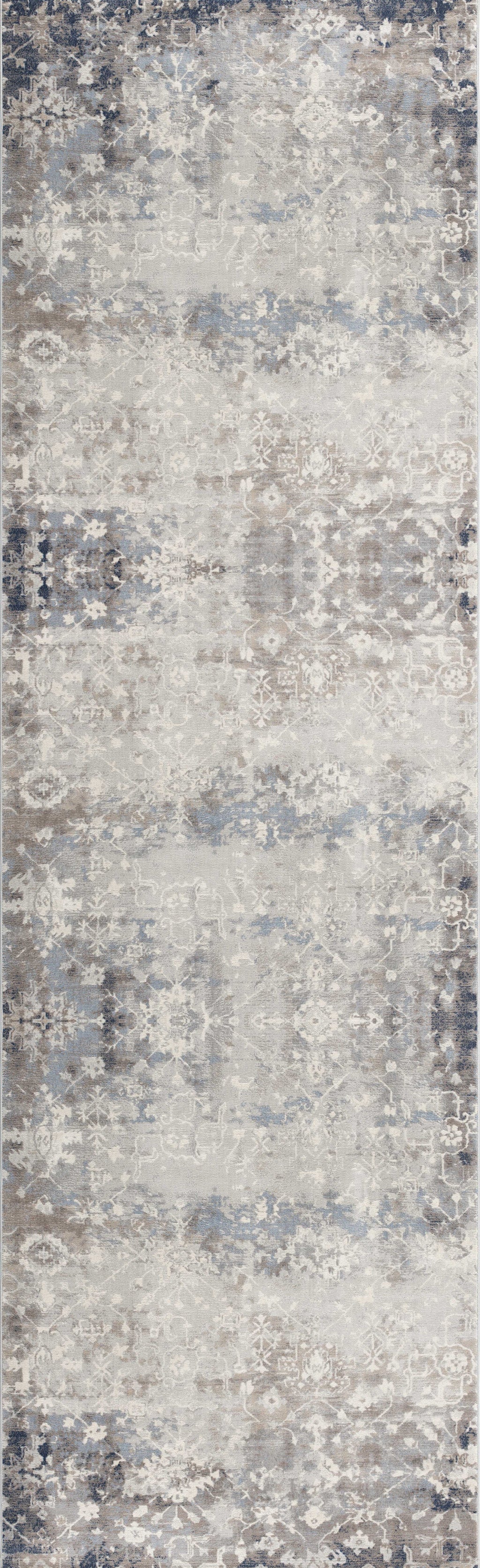 2’ X 3’ Navy And Beige Distressed Vines Scatter Rug