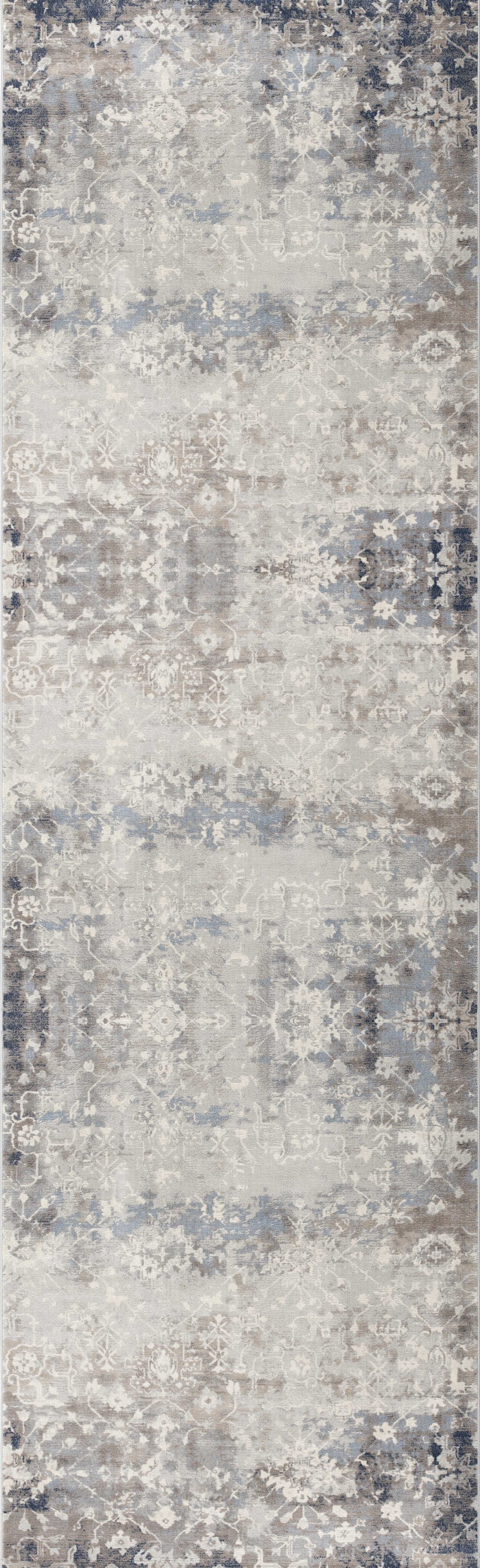 2’ X 3’ Navy And Beige Distressed Vines Scatter Rug