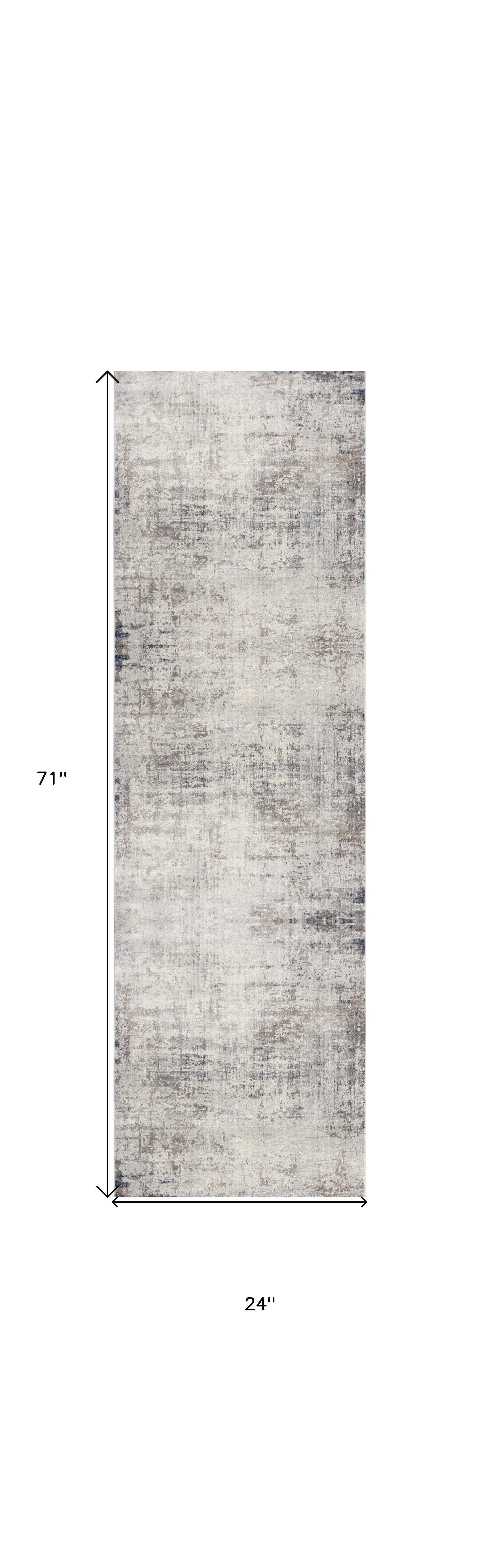 2’ X 10’ Navy Blue Distressed Striations Runner Rug