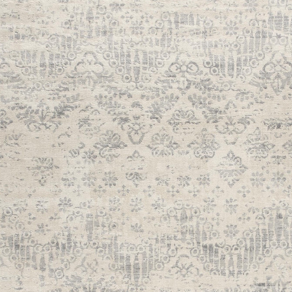 2’ X 10’ Ivory Distressed Ikat Pattern Runner Rug