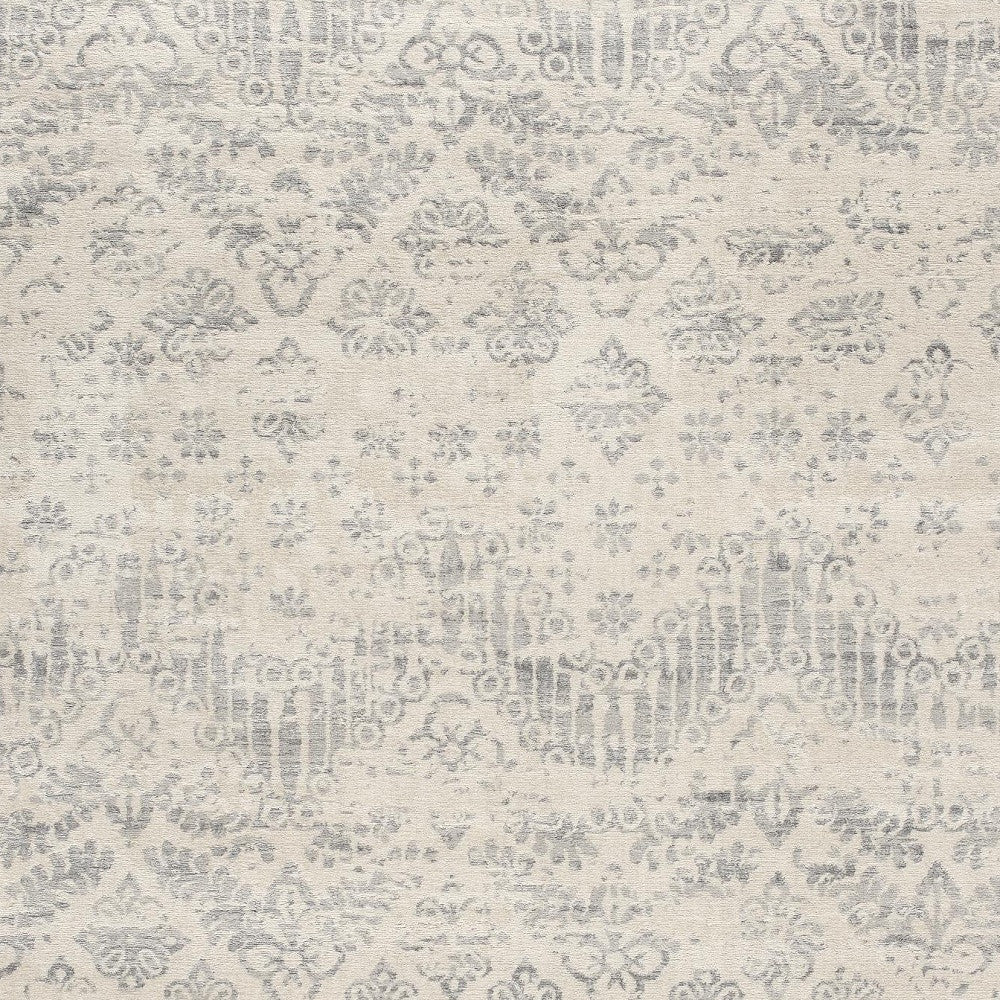 2’ X 10’ Ivory Distressed Ikat Pattern Runner Rug