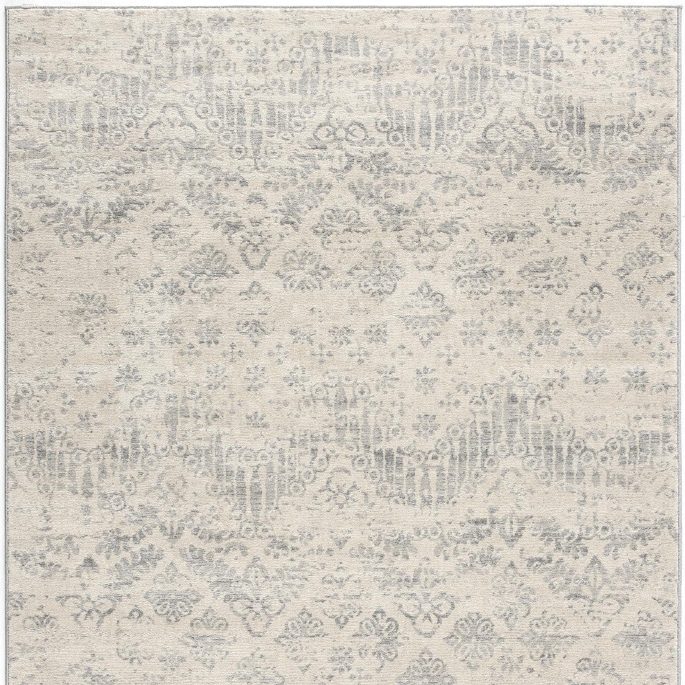 2’ X 10’ Ivory Distressed Ikat Pattern Runner Rug