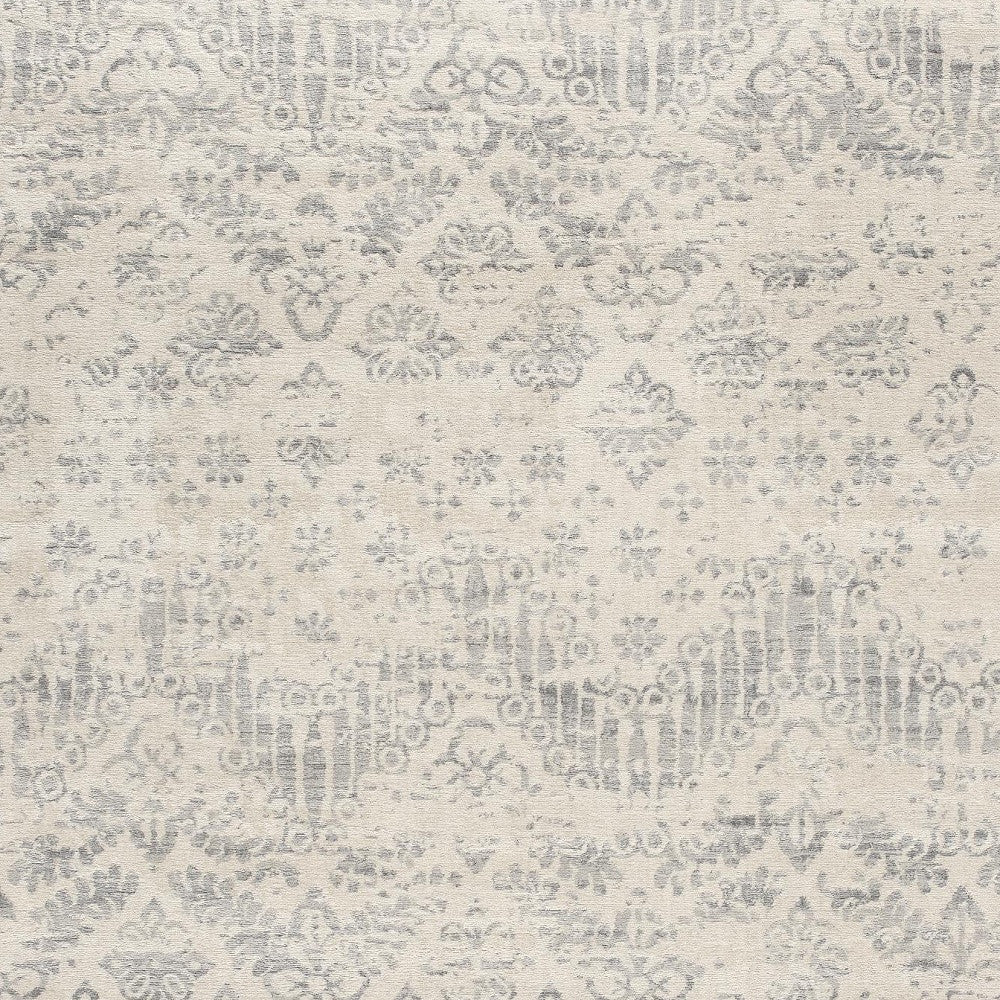 2’ X 10’ Ivory Distressed Ikat Pattern Runner Rug