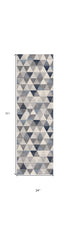 4’ X 6’ Navy Blue Geometric Diamond Area Rug