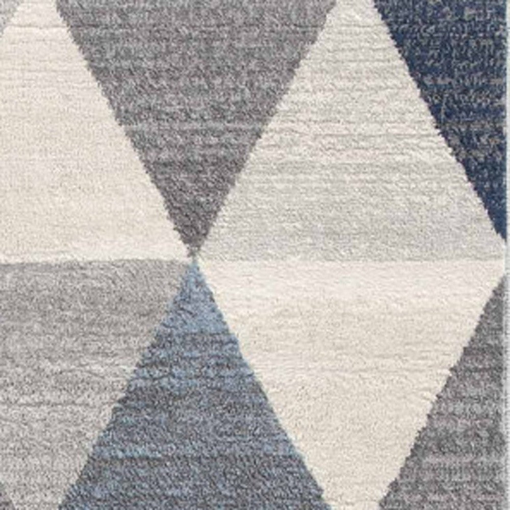 2’ X 10’ Navy Blue Geometric Diamond Runner Rug