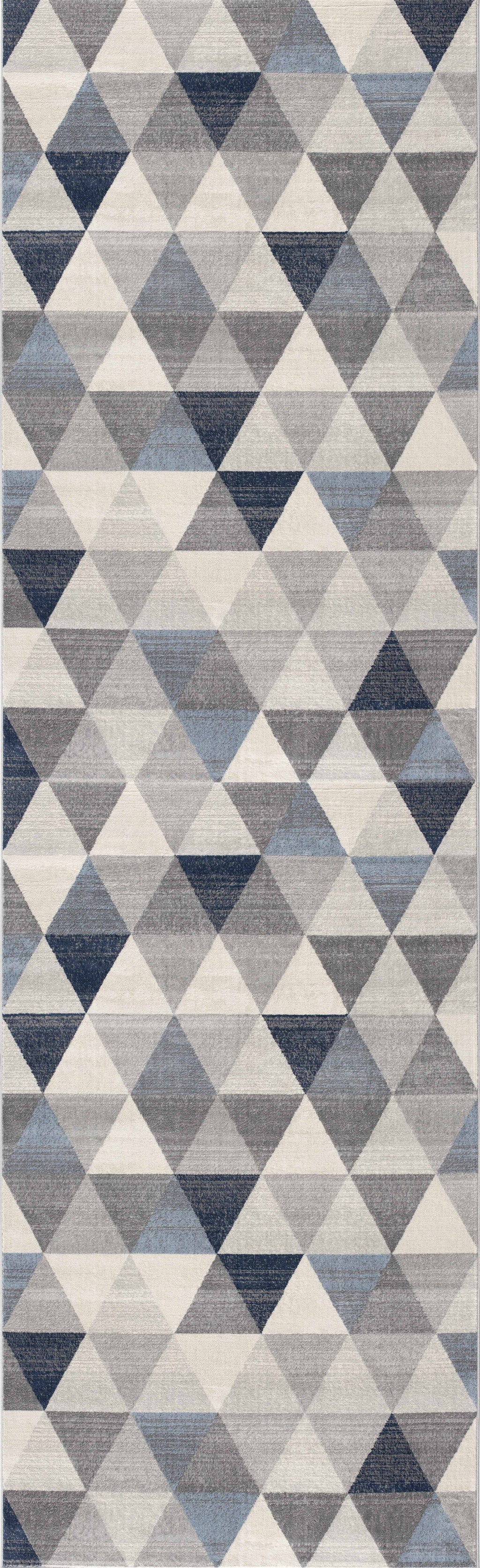 4’ X 6’ Navy Blue Geometric Diamond Area Rug