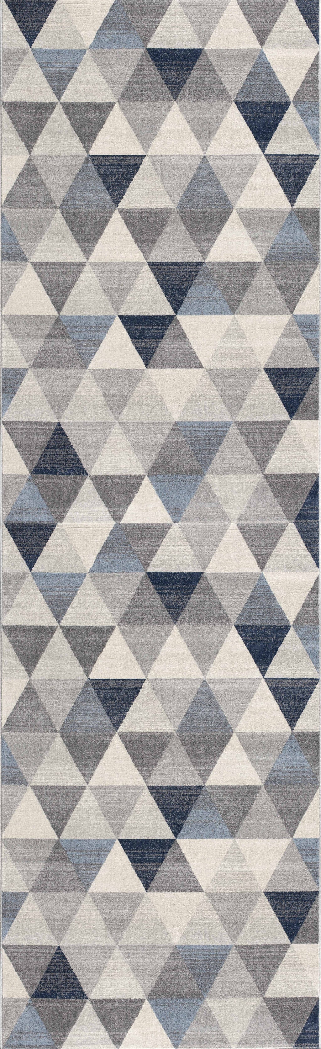 4’ X 6’ Navy Blue Geometric Diamond Area Rug