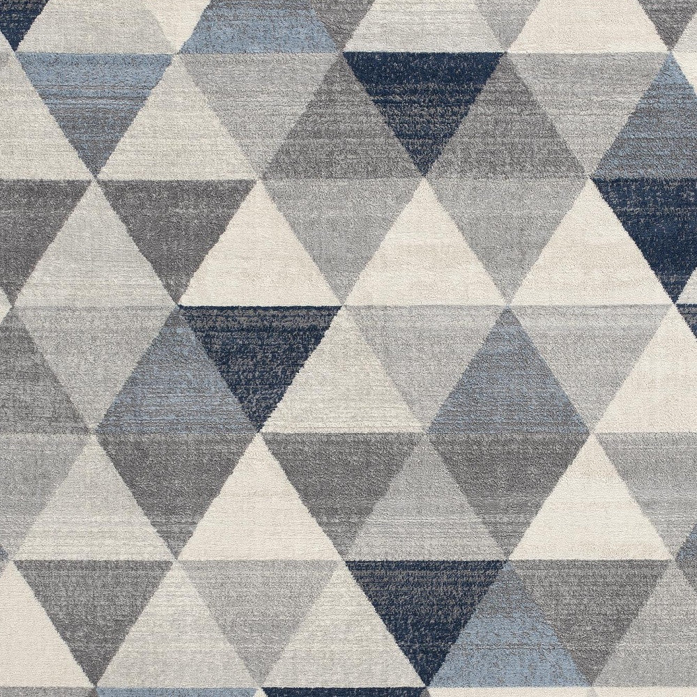 4’ X 6’ Navy Blue Geometric Diamond Area Rug