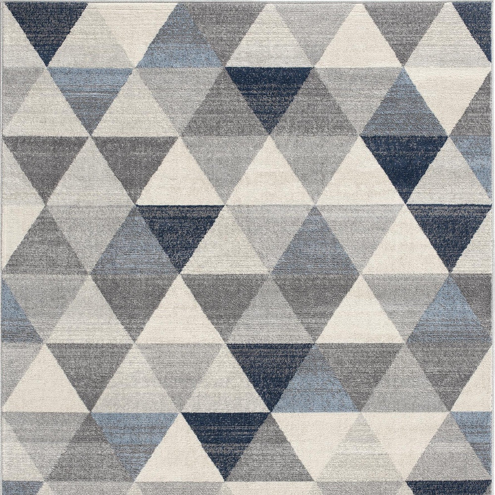 4’ X 6’ Navy Blue Geometric Diamond Area Rug