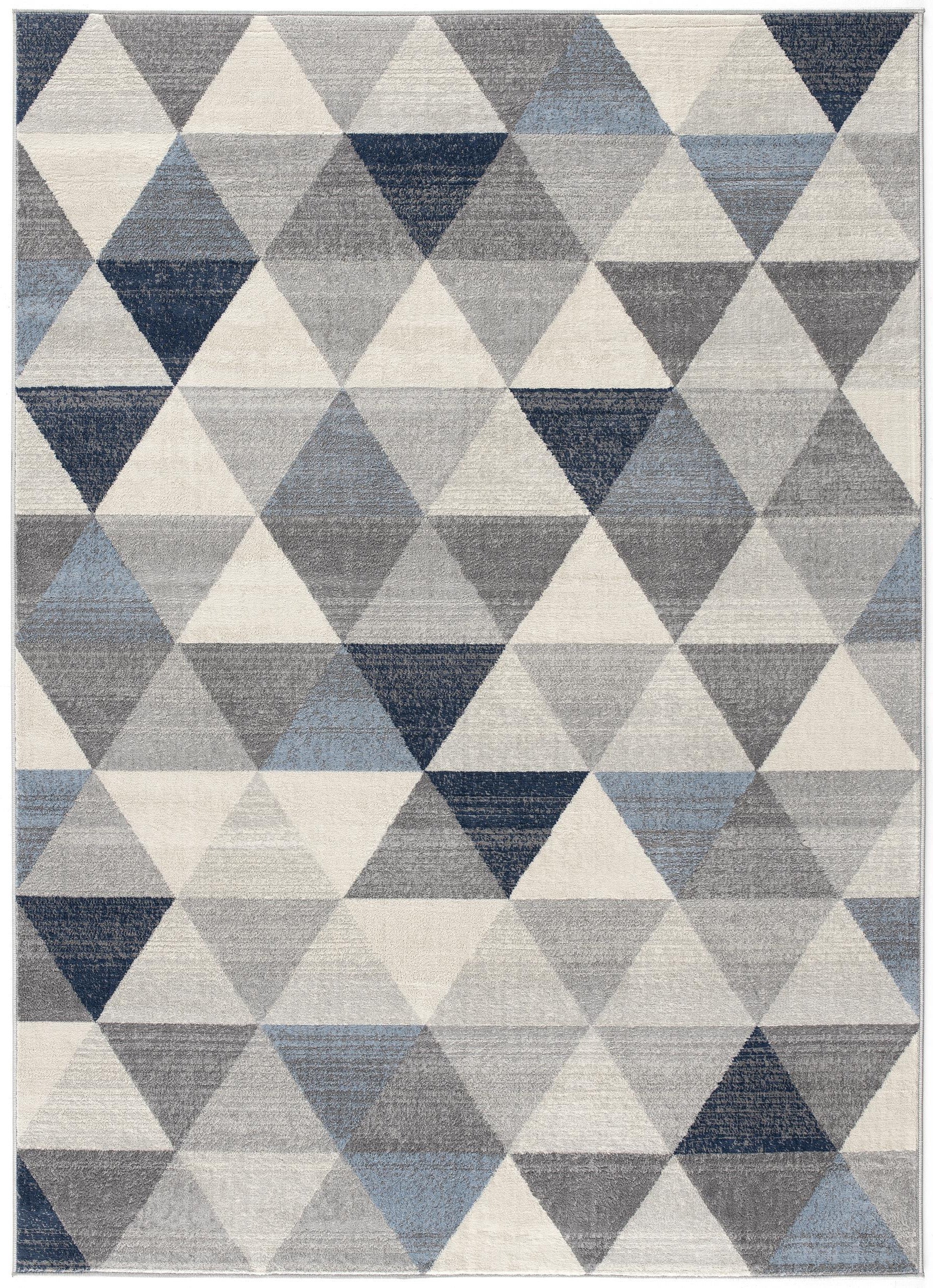 4’ X 6’ Navy Blue Geometric Diamond Area Rug