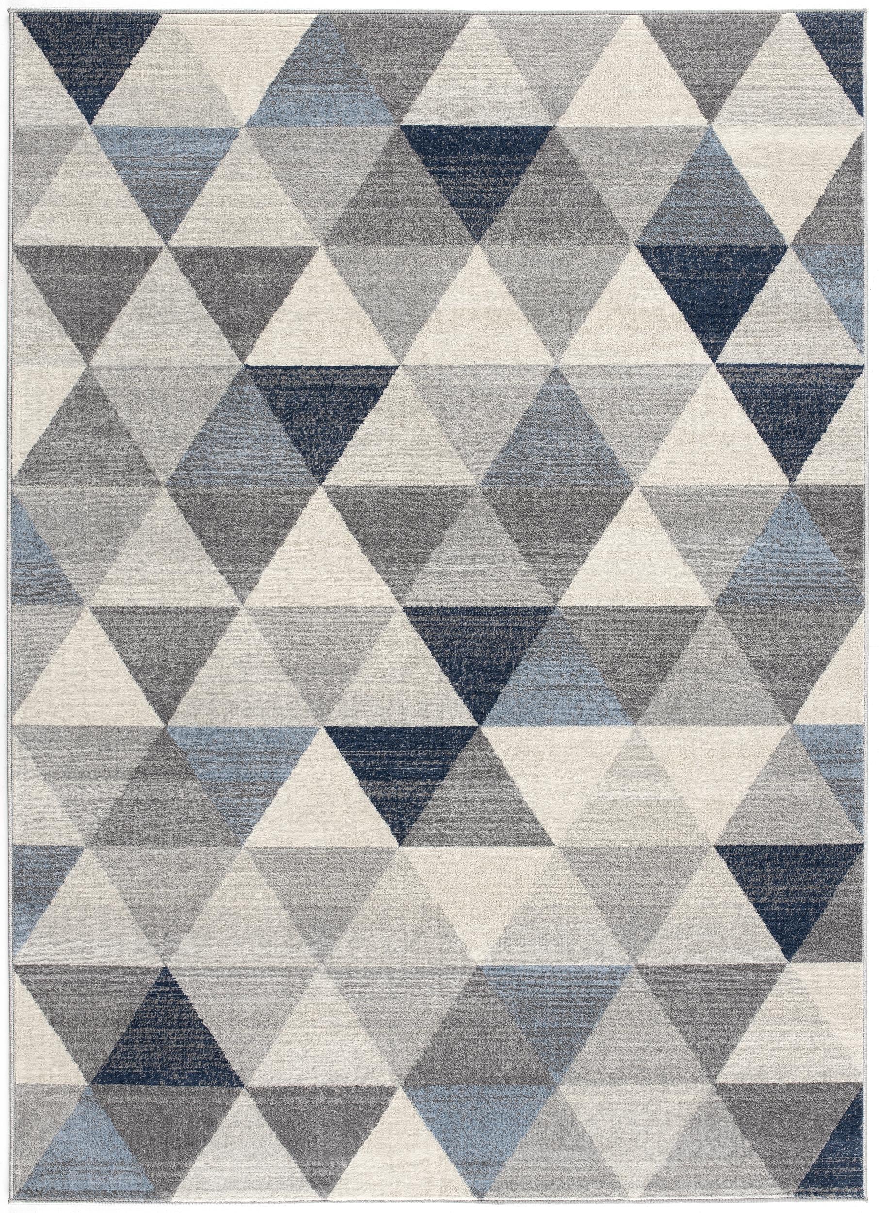 4’ X 6’ Navy Blue Geometric Diamond Area Rug