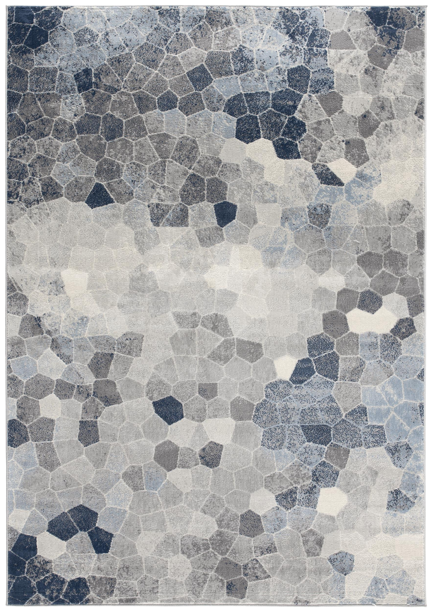 2’ X 5’ Navy Blue Cobblestone Pattern Area Rug