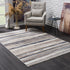 10' Blue and Beige Striped Distressed Runner Rug