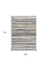 10' Blue and Beige Striped Distressed Runner Rug