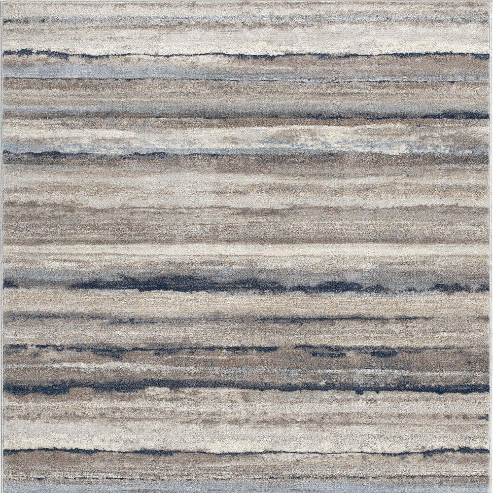 8' Blue Striped Runner Rug