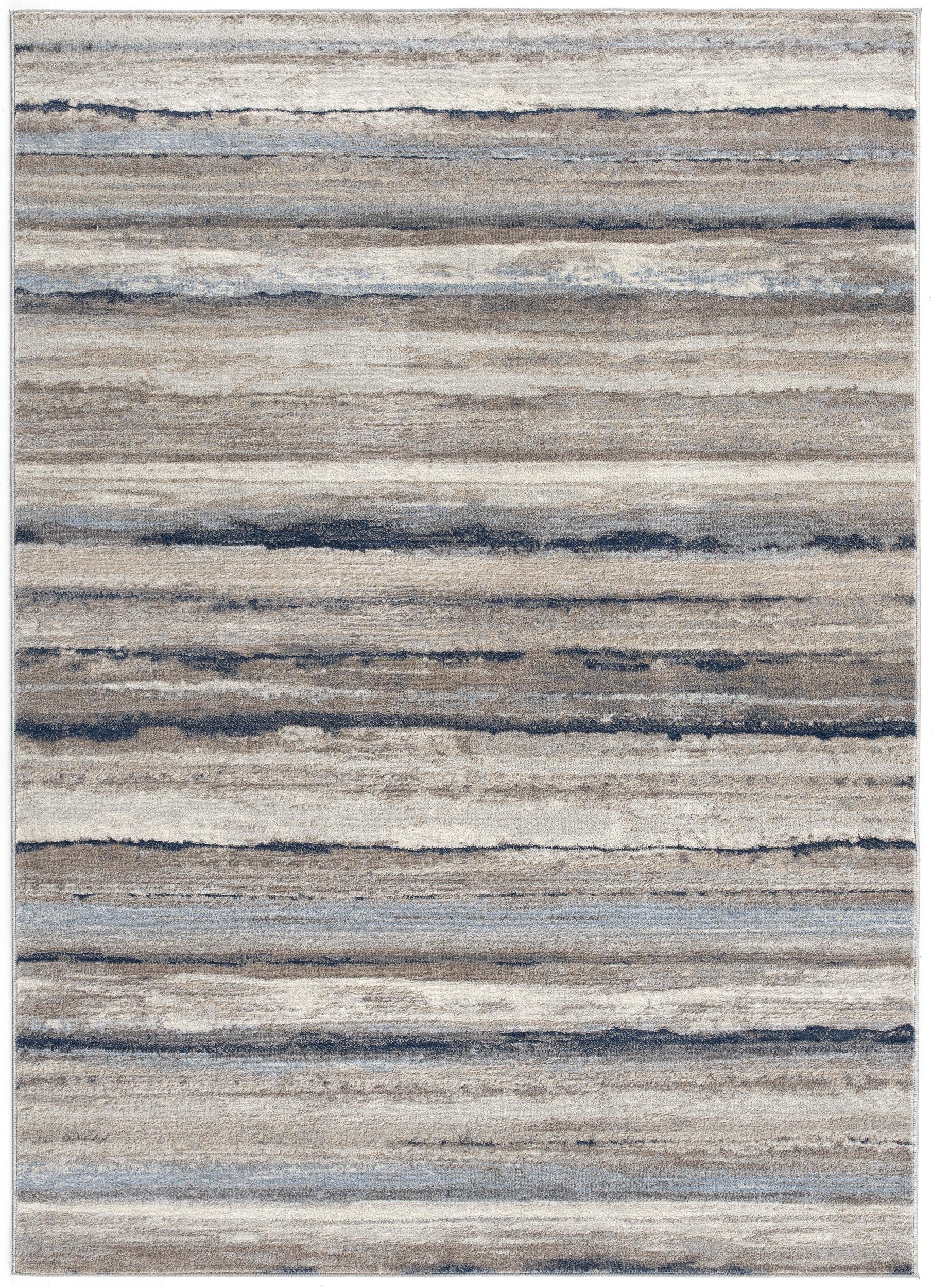 10' Blue and Beige Striped Distressed Runner Rug