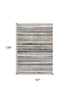 8' Blue Striped Runner Rug