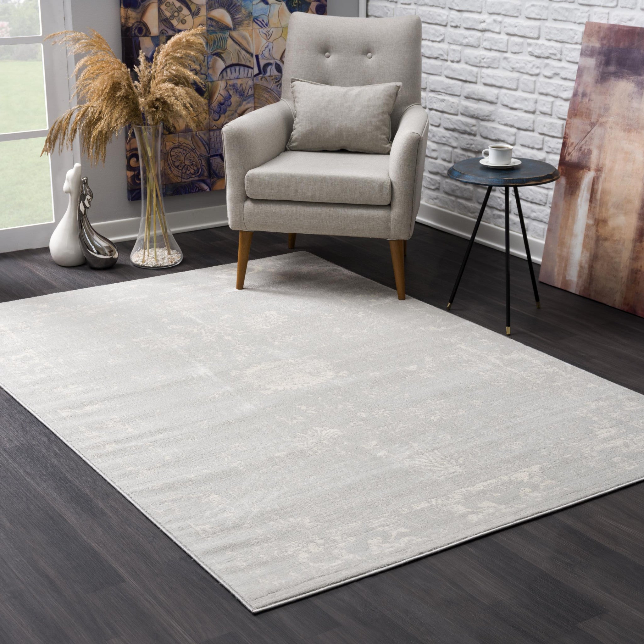 2’ X 8’ Modern Gray Distressed Runner Rug