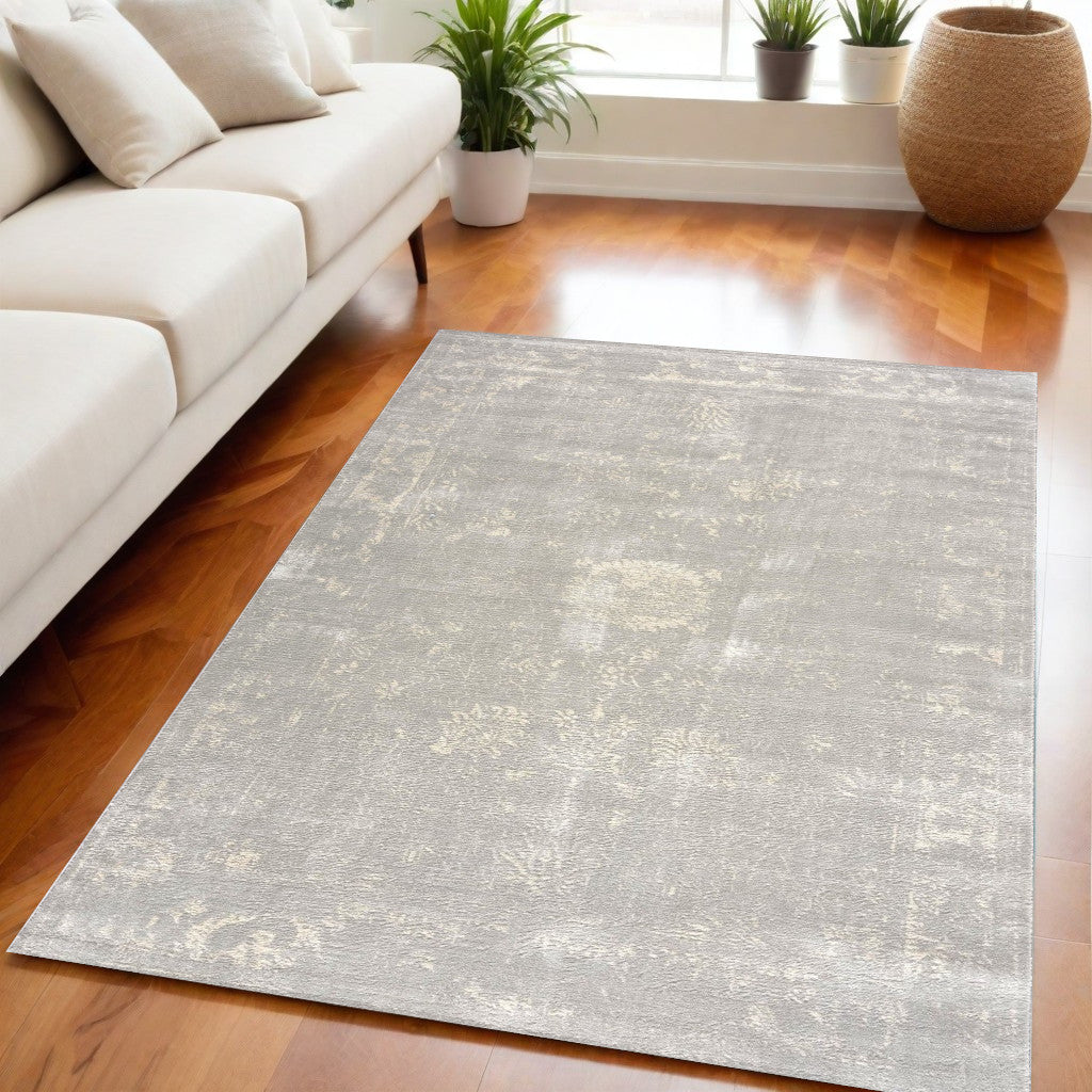 5’ X 8’ Modern Gray Distressed Area Rug