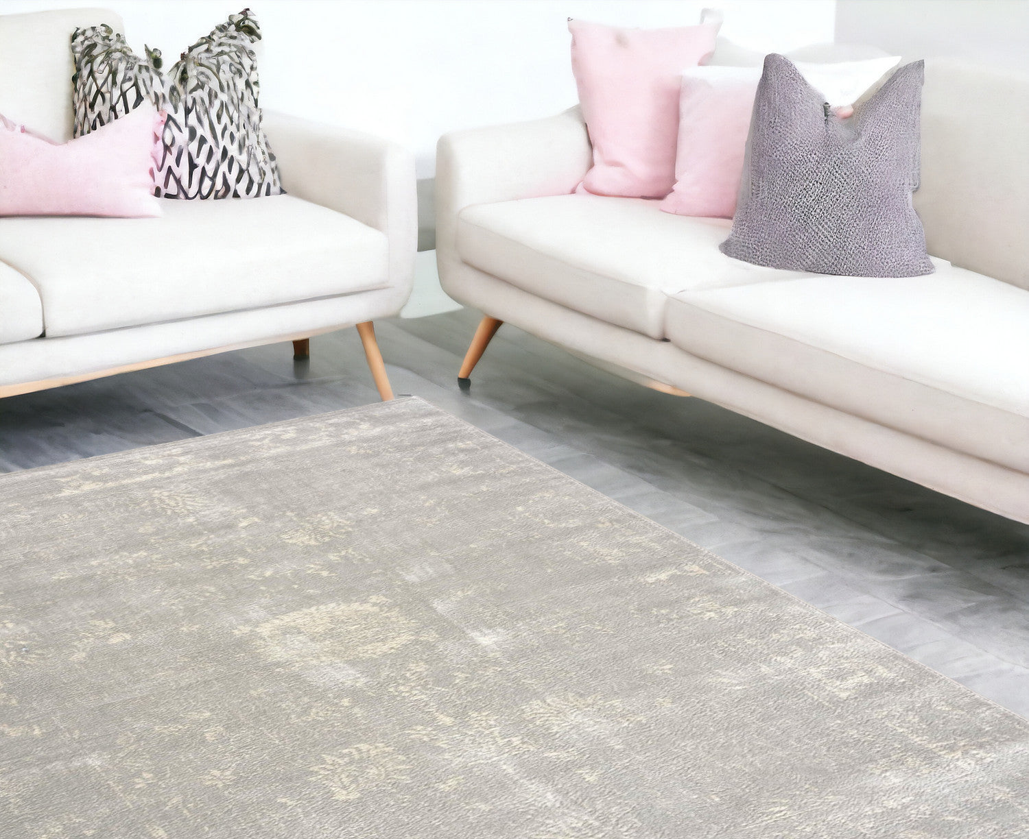 5’ X 8’ Modern Gray Distressed Area Rug