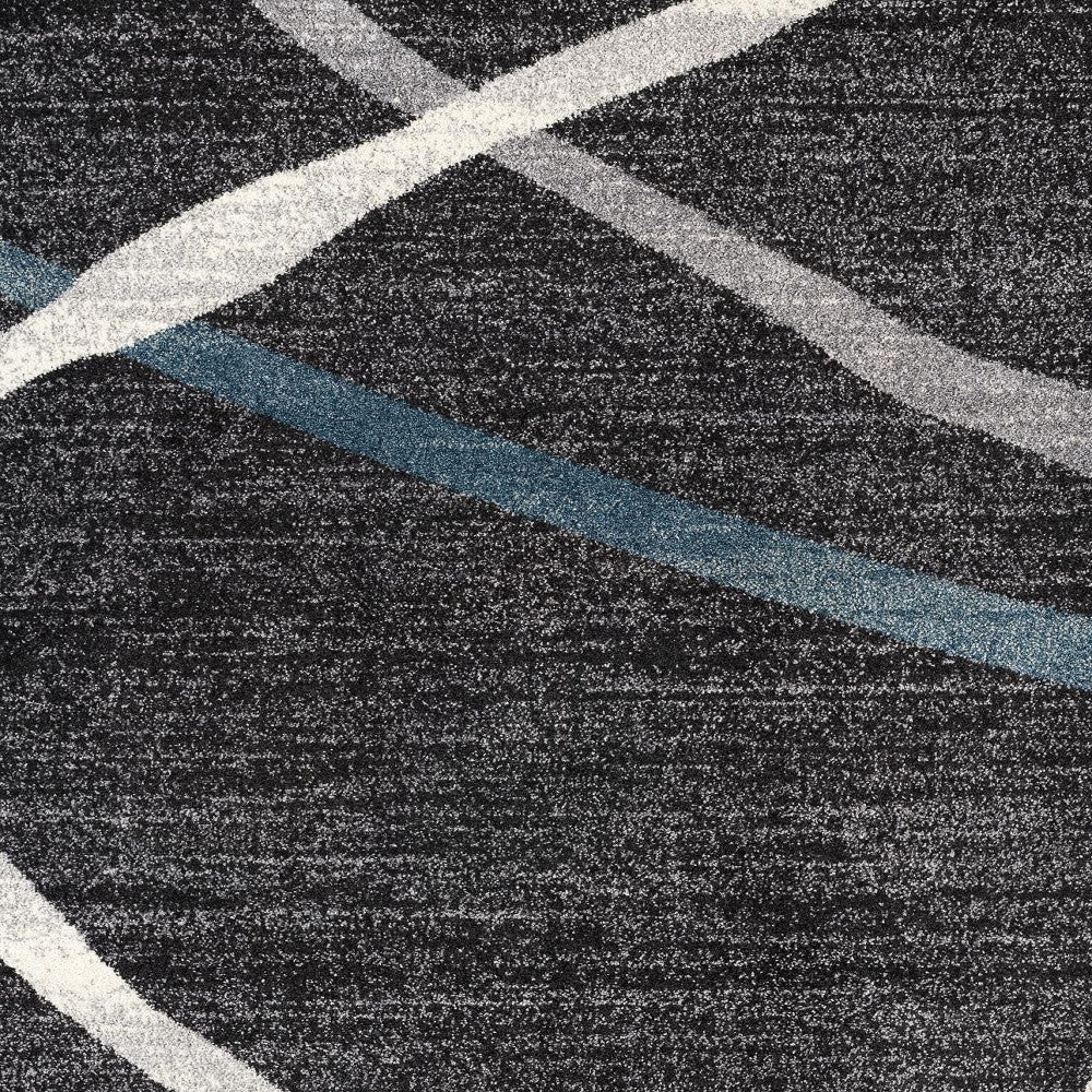 7’ X 9’ Distressed Black And Gray Abstract Area Rug